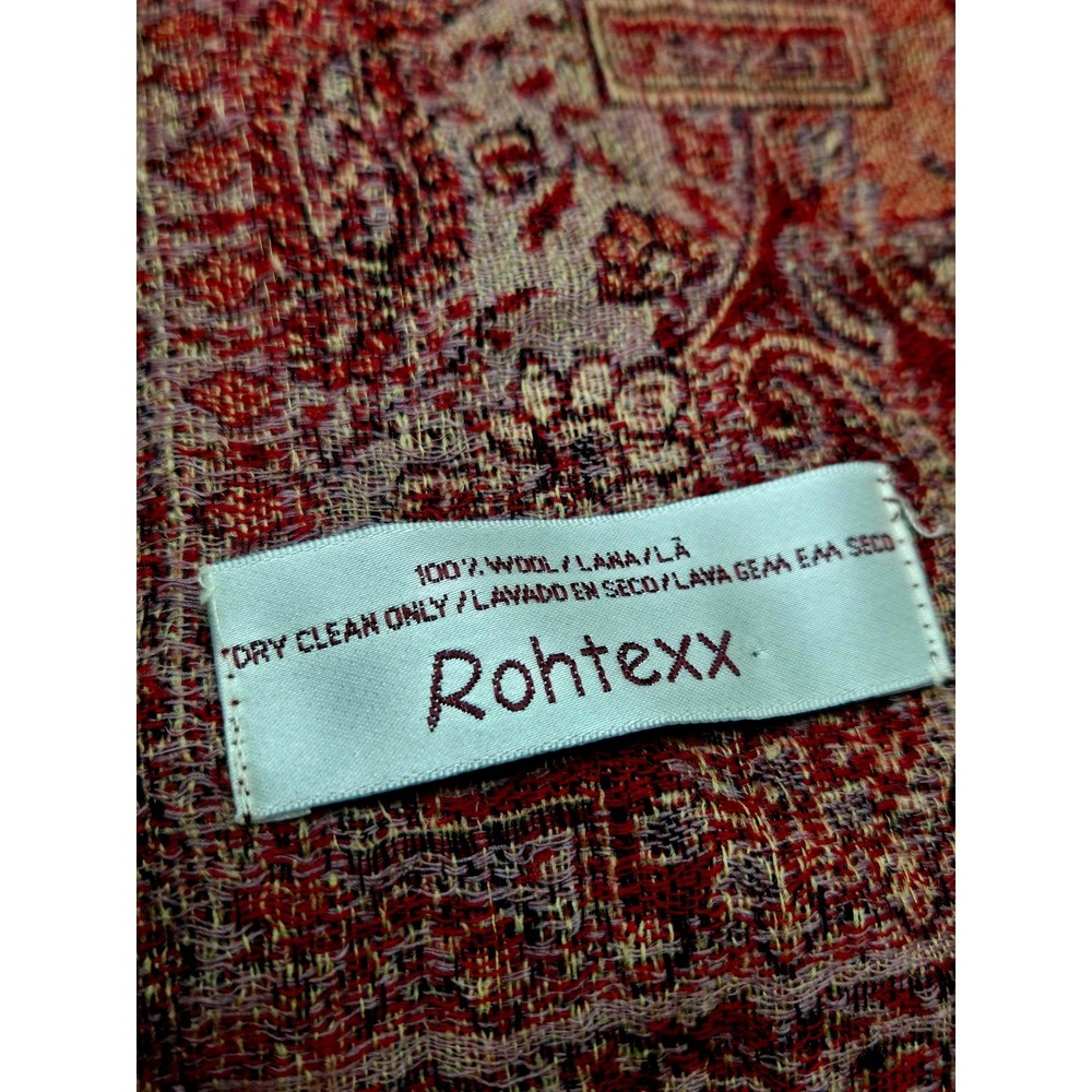 Vintage Rohtexx 100% Wool Red Paisley Pashmina Shawl El Corte Ingles Extra Large - Picture 2 of 11
